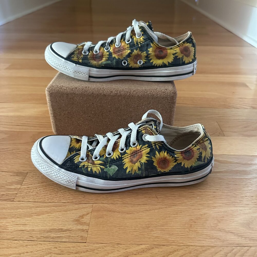 Converse Women's Sunflower Print Low Top Sneakers - Yellow/Black - Picture 3 of 15